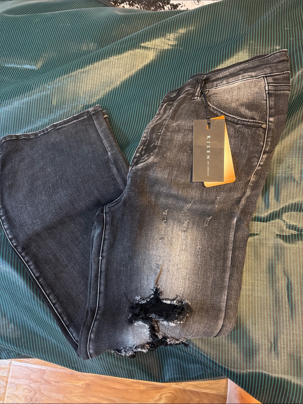 Risen Black Gray Distressed Boyfriend Jeans